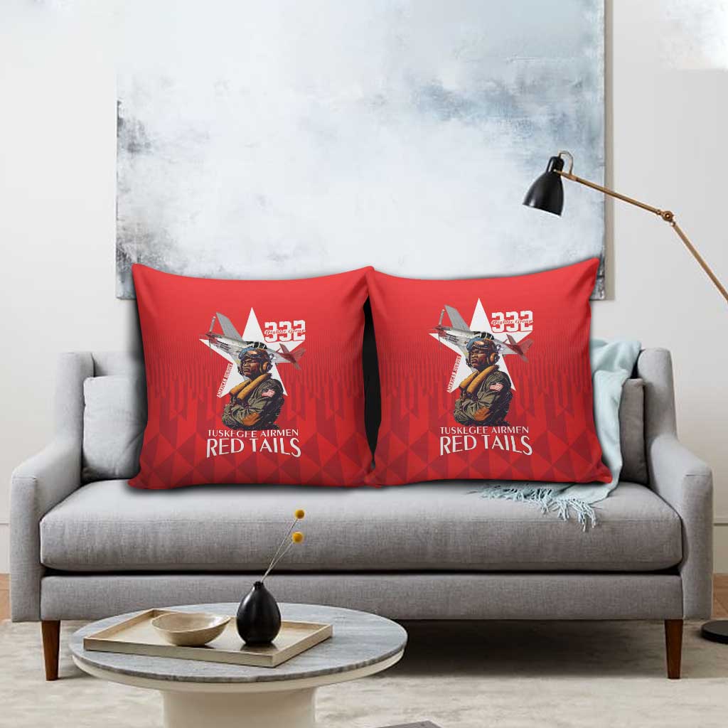 Tuskegee Airmen Red Tails Pillow Cover African American Pilots Heritage Red Style - Wonder Print Shop