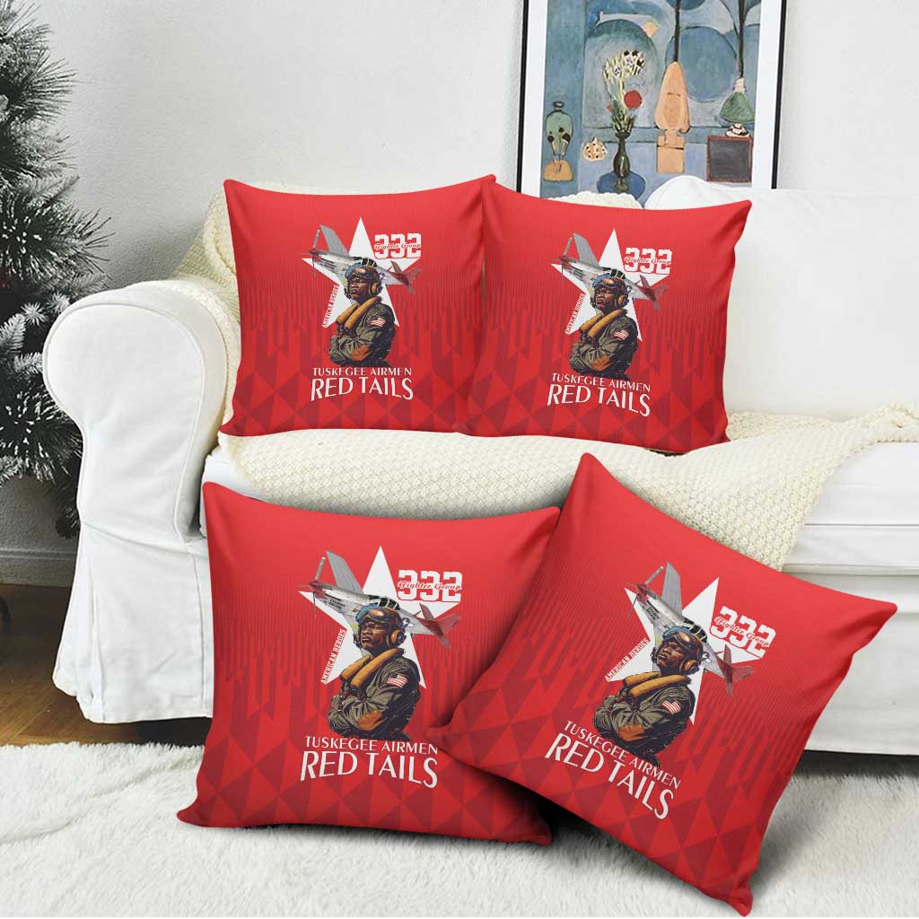 Tuskegee Airmen Red Tails Pillow Cover African American Pilots Heritage Red Style - Wonder Print Shop