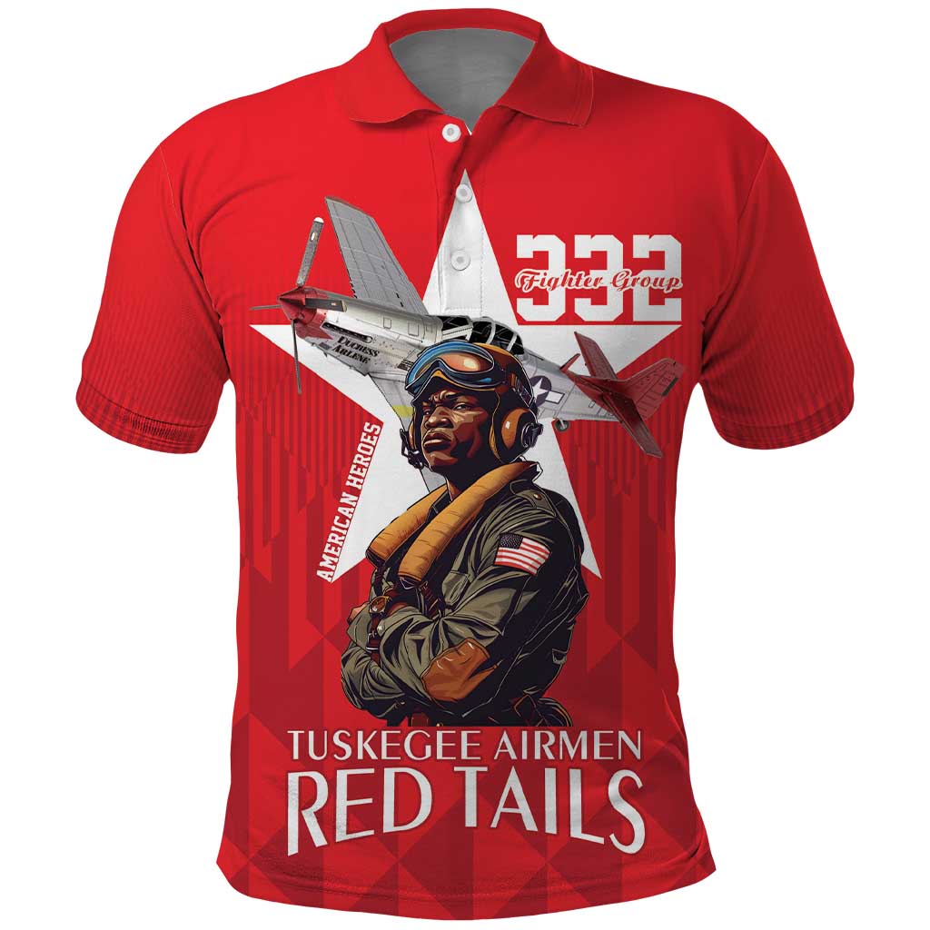 Tuskegee Airmen Red Tails Polo Shirt African American Pilots Heritage Red Style - Wonder Print Shop