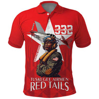 Tuskegee Airmen Red Tails Polo Shirt African American Pilots Heritage Red Style - Wonder Print Shop