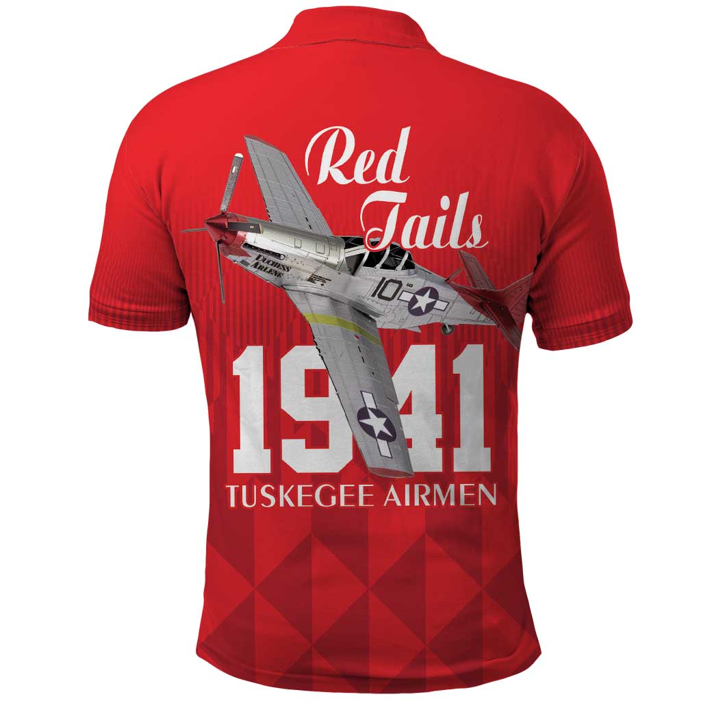 Tuskegee Airmen Red Tails Polo Shirt African American Pilots Heritage Red Style - Wonder Print Shop