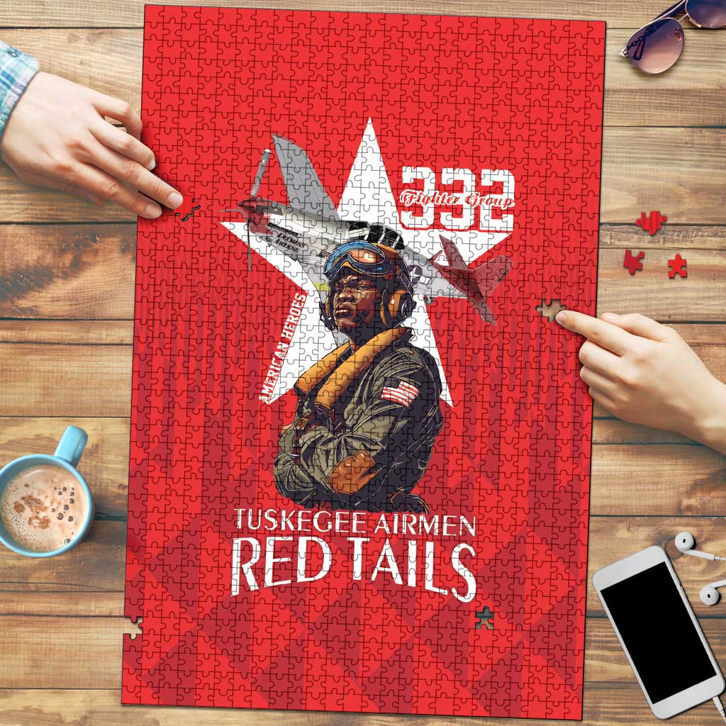 Tuskegee Airmen Red Tails Puzzle African American Pilots Heritage Red Style - Wonder Print Shop