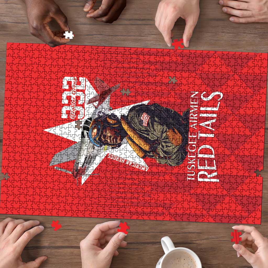 Tuskegee Airmen Red Tails Puzzle African American Pilots Heritage Red Style - Wonder Print Shop