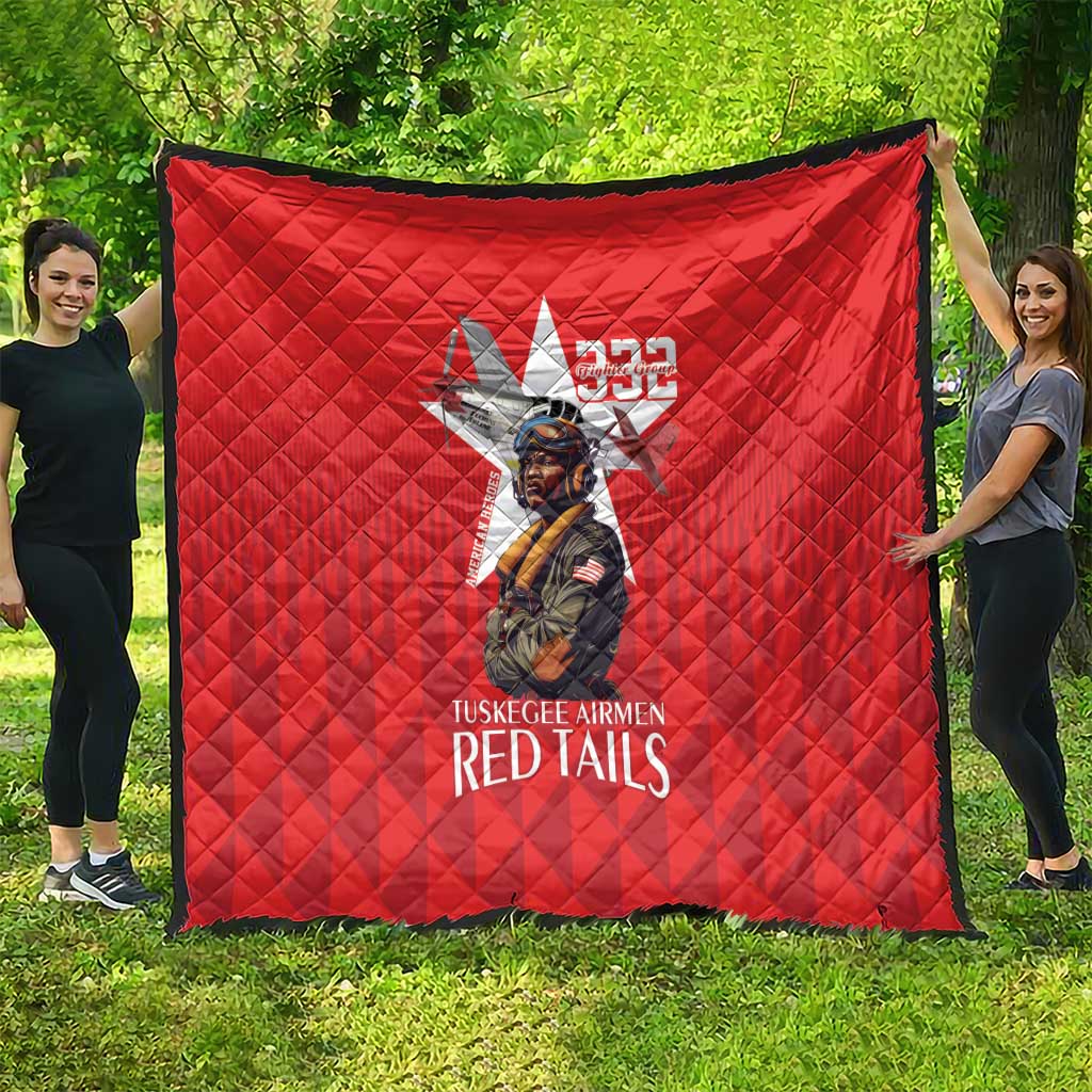 Tuskegee Airmen Red Tails Quilt African American Pilots Heritage Red Style - Wonder Print Shop