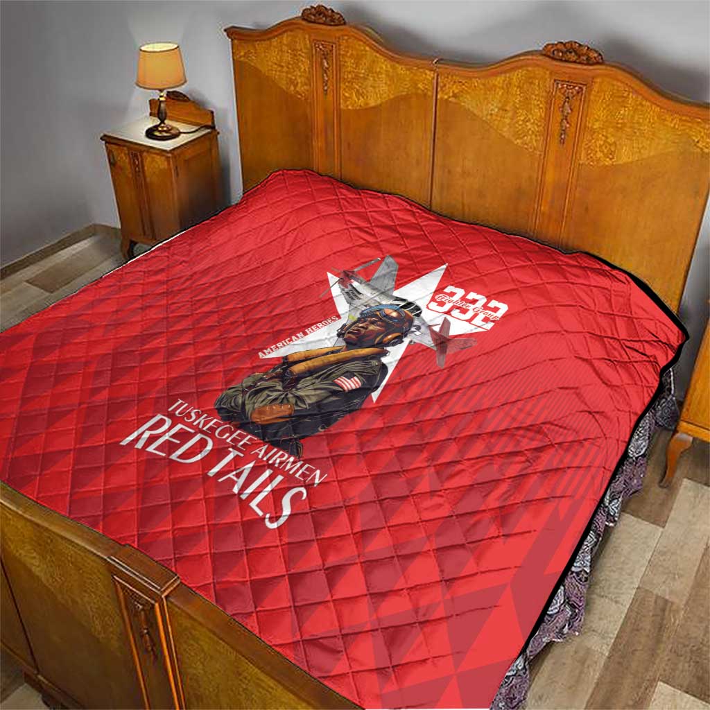 Tuskegee Airmen Red Tails Quilt African American Pilots Heritage Red Style - Wonder Print Shop
