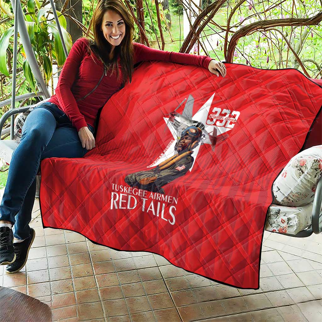 Tuskegee Airmen Red Tails Quilt African American Pilots Heritage Red Style - Wonder Print Shop