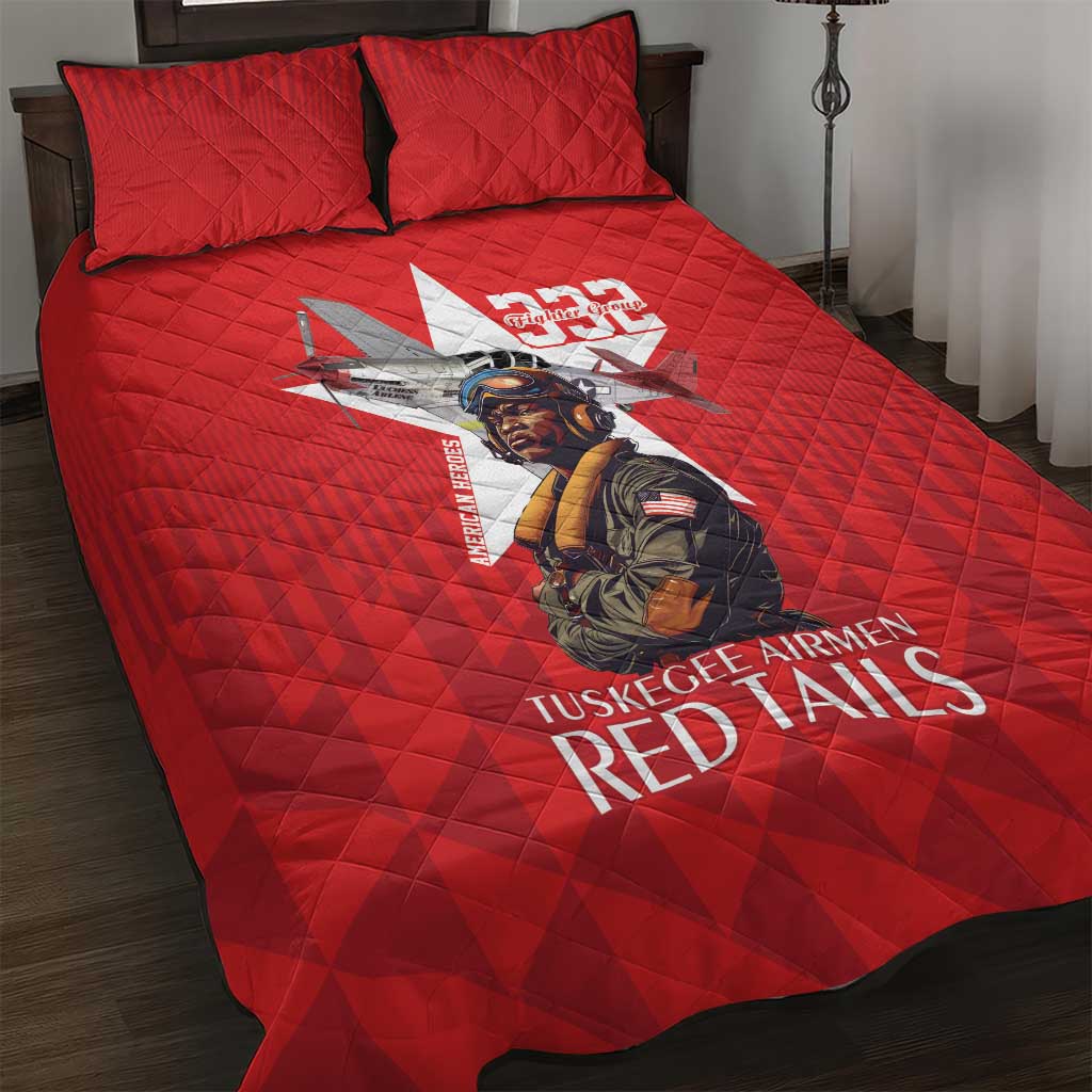 Tuskegee Airmen Red Tails Quilt Bed Set African American Pilots Heritage Red Style - Wonder Print Shop