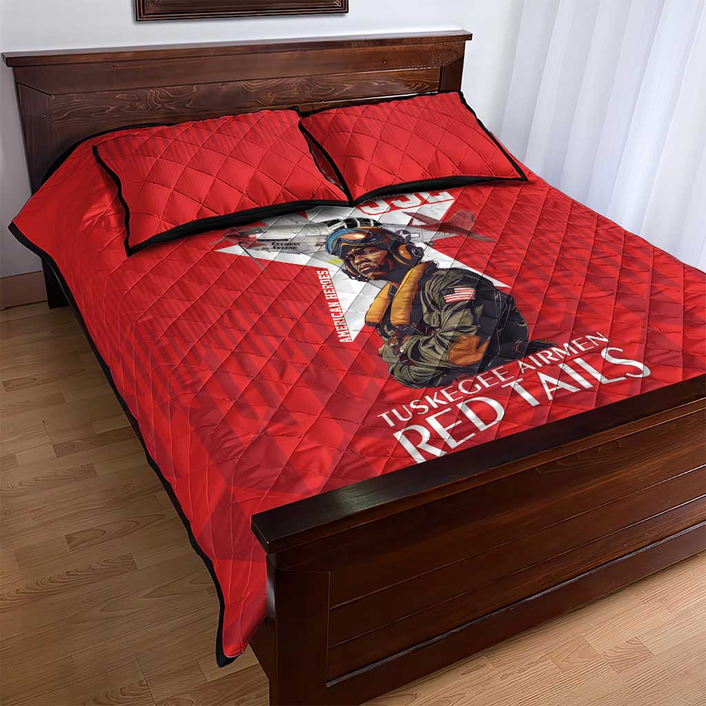 Tuskegee Airmen Red Tails Quilt Bed Set African American Pilots Heritage Red Style - Wonder Print Shop