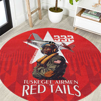 Tuskegee Airmen Red Tails Round Carpet African American Pilots Heritage Red Style - Wonder Print Shop