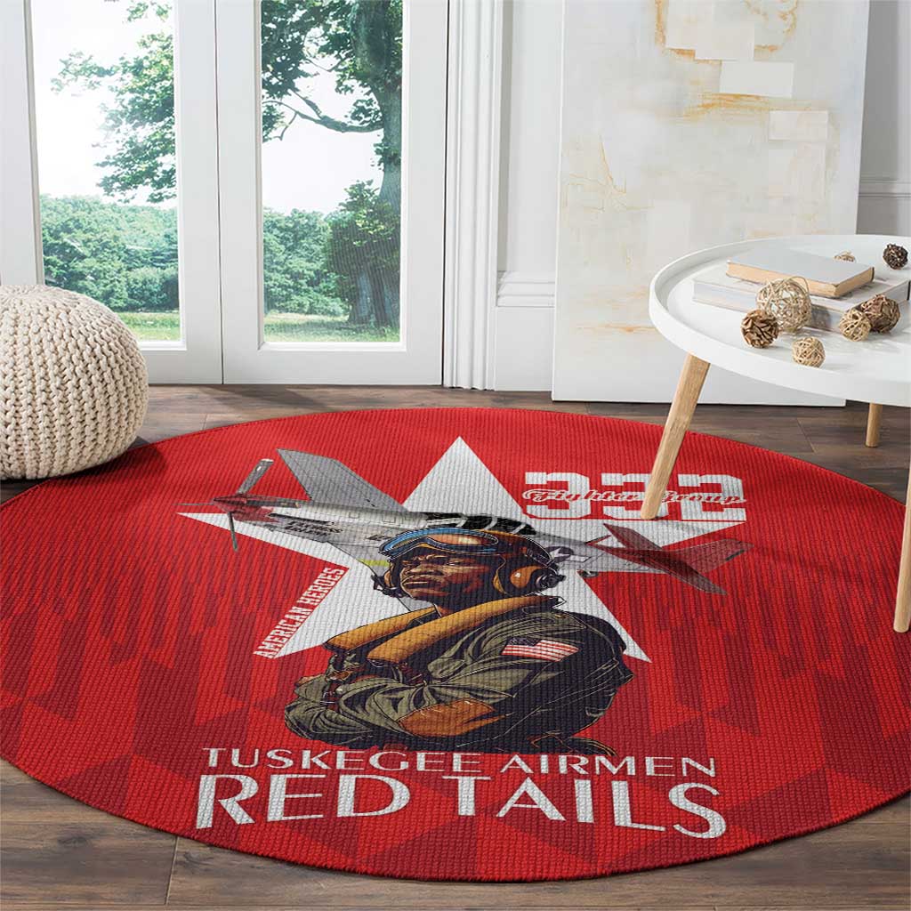 Tuskegee Airmen Red Tails Round Carpet African American Pilots Heritage Red Style - Wonder Print Shop