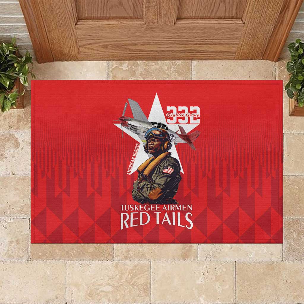 Tuskegee Airmen Red Tails Rubber Doormat African American Pilots Heritage Red Style - Wonder Print Shop