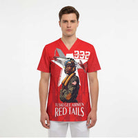 Tuskegee Airmen Red Tails Scrub Top African American Pilots Heritage Red Style - Wonder Print Shop