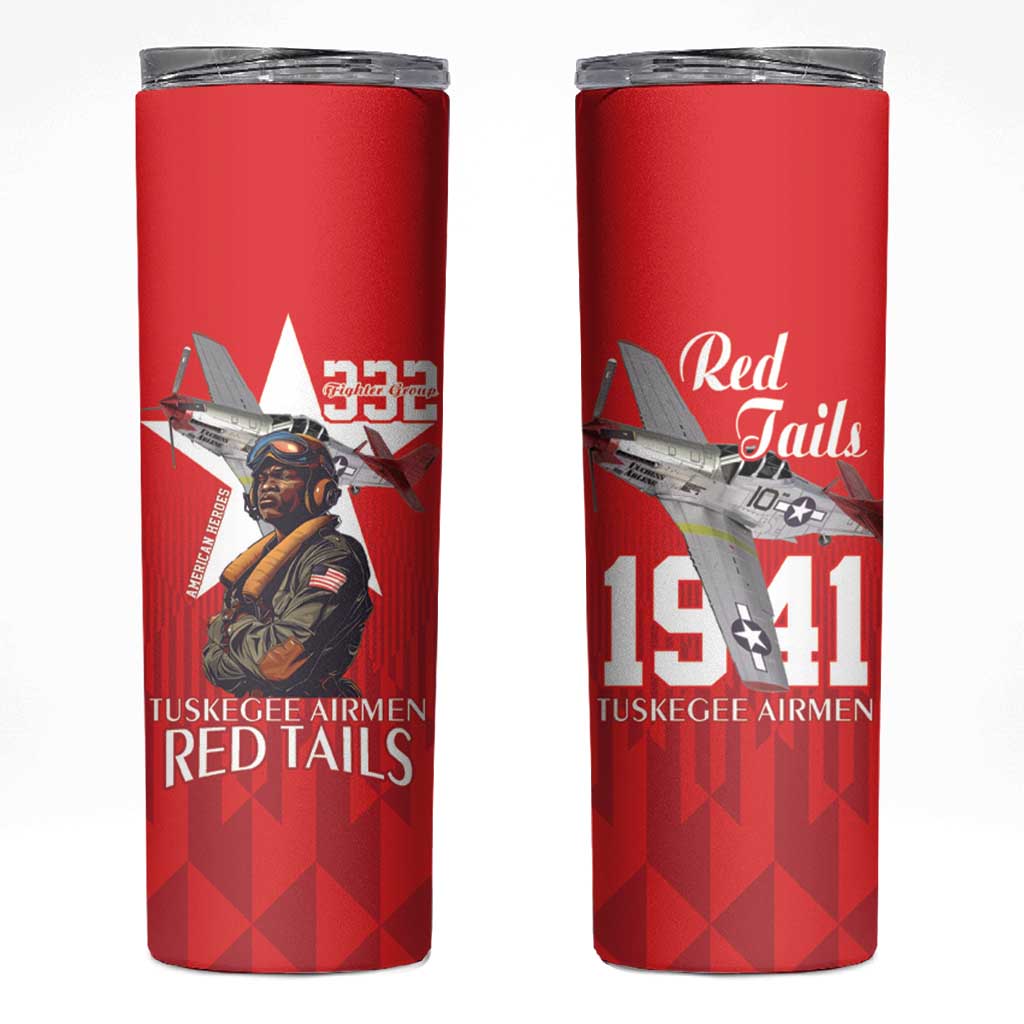 Tuskegee Airmen Red Tails Skinny Tumbler African American Pilots Heritage Red Style - Wonder Print Shop