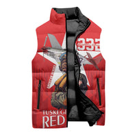 Tuskegee Airmen Red Tails Sleeveless Puffer Jacket African American Pilots Heritage Red Style - Wonder Print Shop