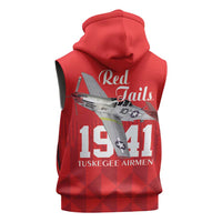 Tuskegee Airmen Red Tails Sleeveless Zip Hoodie African American Pilots Heritage Red Style - Wonder Print Shop
