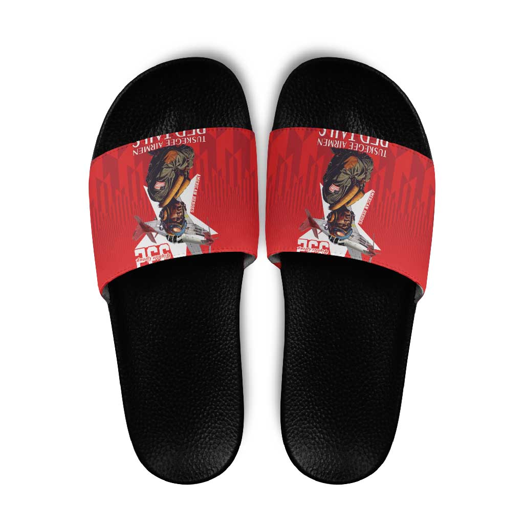 Tuskegee Airmen Red Tails Slide Sandals African American Pilots Heritage Red Style - Wonder Print Shop