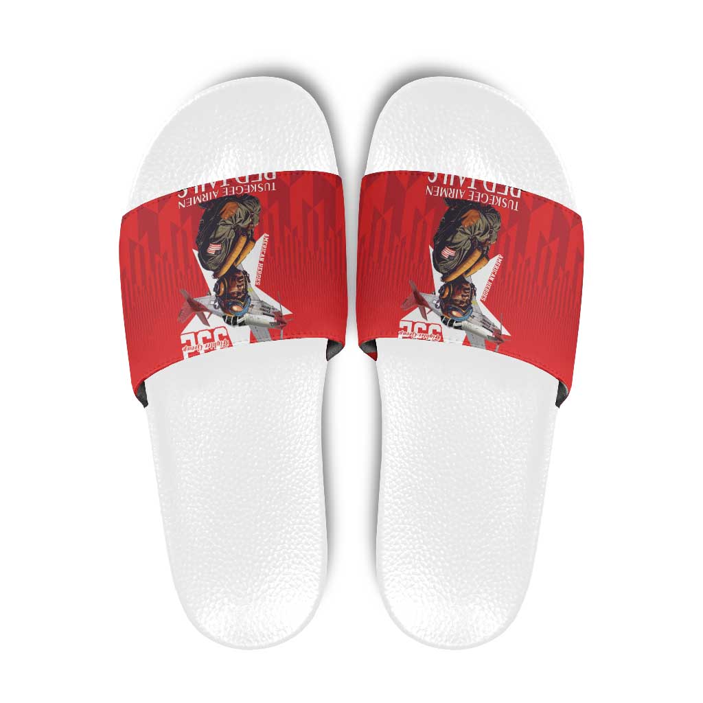 Tuskegee Airmen Red Tails Slide Sandals African American Pilots Heritage Red Style - Wonder Print Shop