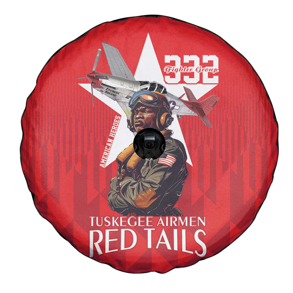 Tuskegee Airmen Red Tails Spare Tire Cover African American Pilots Heritage Red Style - Wonder Print Shop