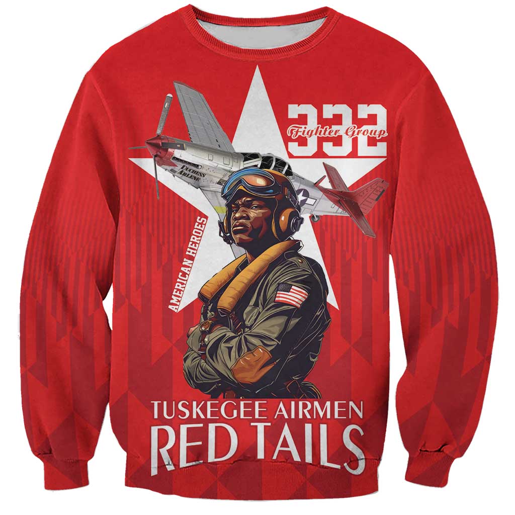 Tuskegee Airmen Red Tails Sweatshirt African American Pilots Heritage Red Style - Wonder Print Shop