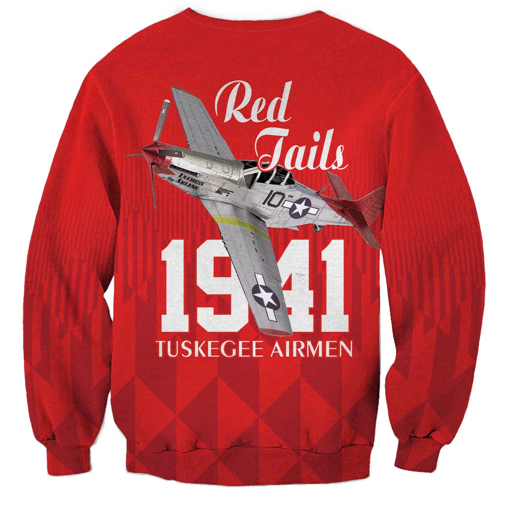 Tuskegee Airmen Red Tails Sweatshirt African American Pilots Heritage Red Style - Wonder Print Shop