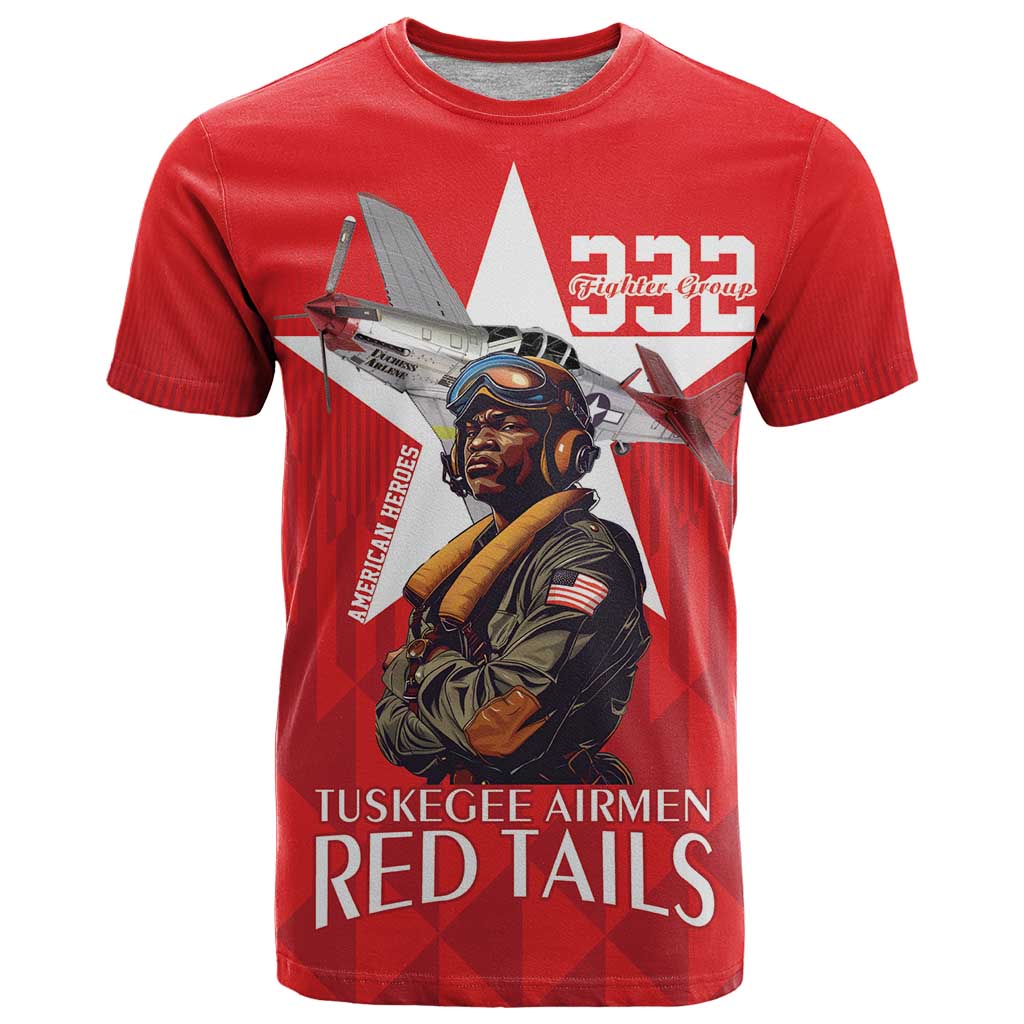 Tuskegee Airmen Red Tails T Shirt African American Pilots Heritage Red Style - Wonder Print Shop