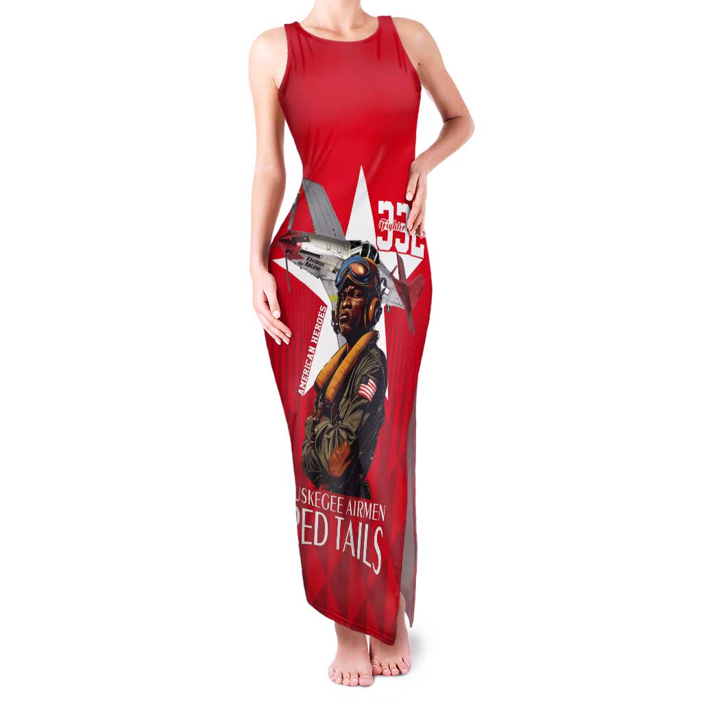 Tuskegee Airmen Red Tails Tank Maxi Dress African American Pilots Heritage Red Style - Wonder Print Shop