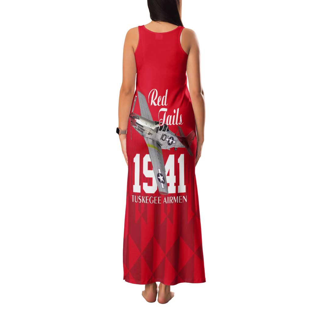 Tuskegee Airmen Red Tails Tank Maxi Dress African American Pilots Heritage Red Style - Wonder Print Shop