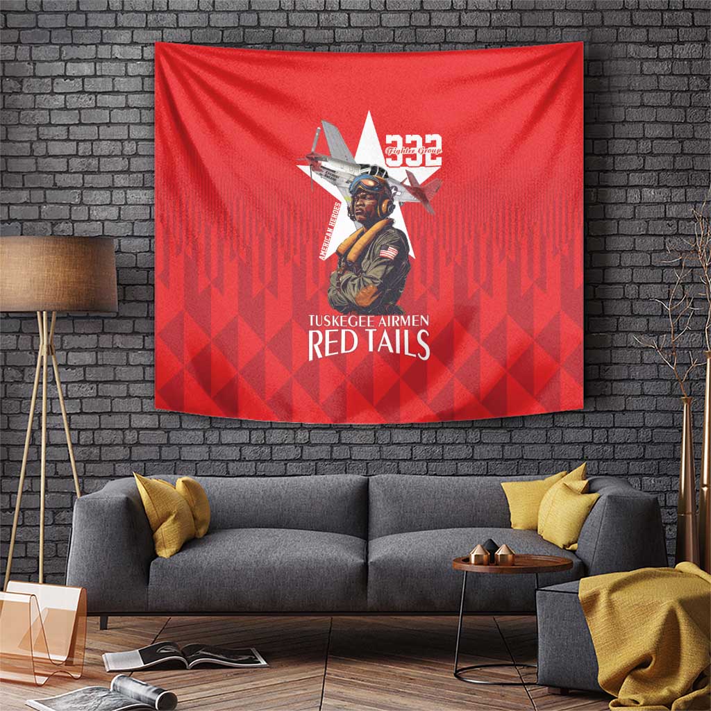 Tuskegee Airmen Red Tails Tapestry African American Pilots Heritage Red Style - Wonder Print Shop
