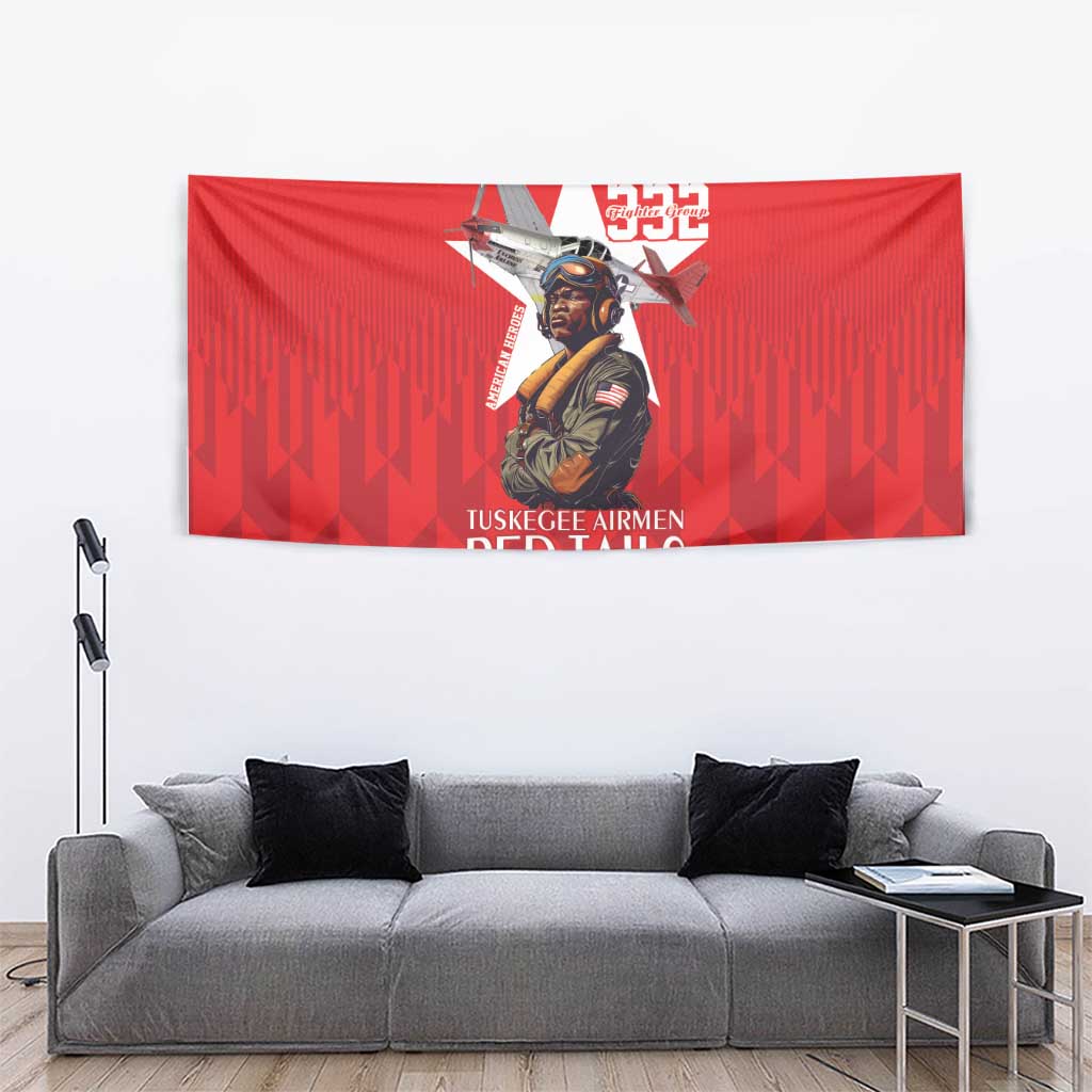 Tuskegee Airmen Red Tails Tapestry African American Pilots Heritage Red Style - Wonder Print Shop
