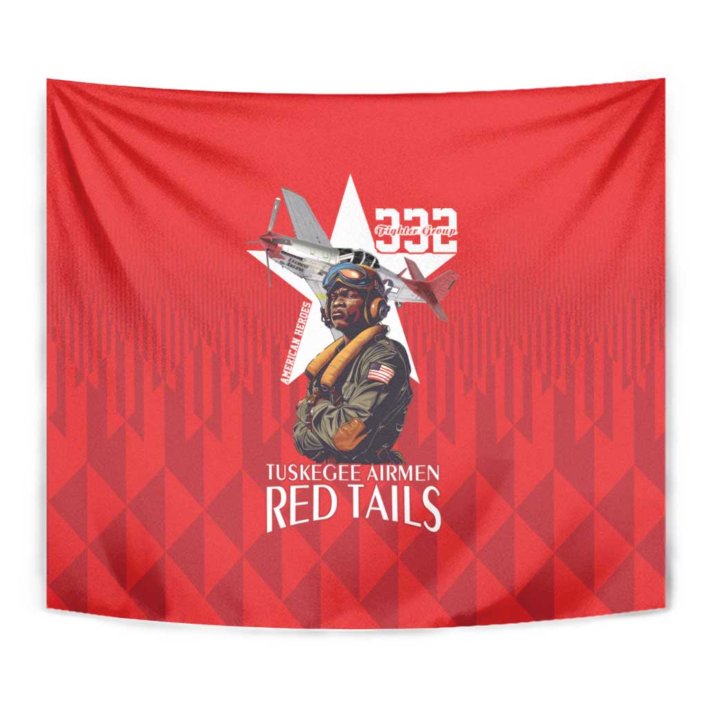 Tuskegee Airmen Red Tails Tapestry African American Pilots Heritage Red Style - Wonder Print Shop