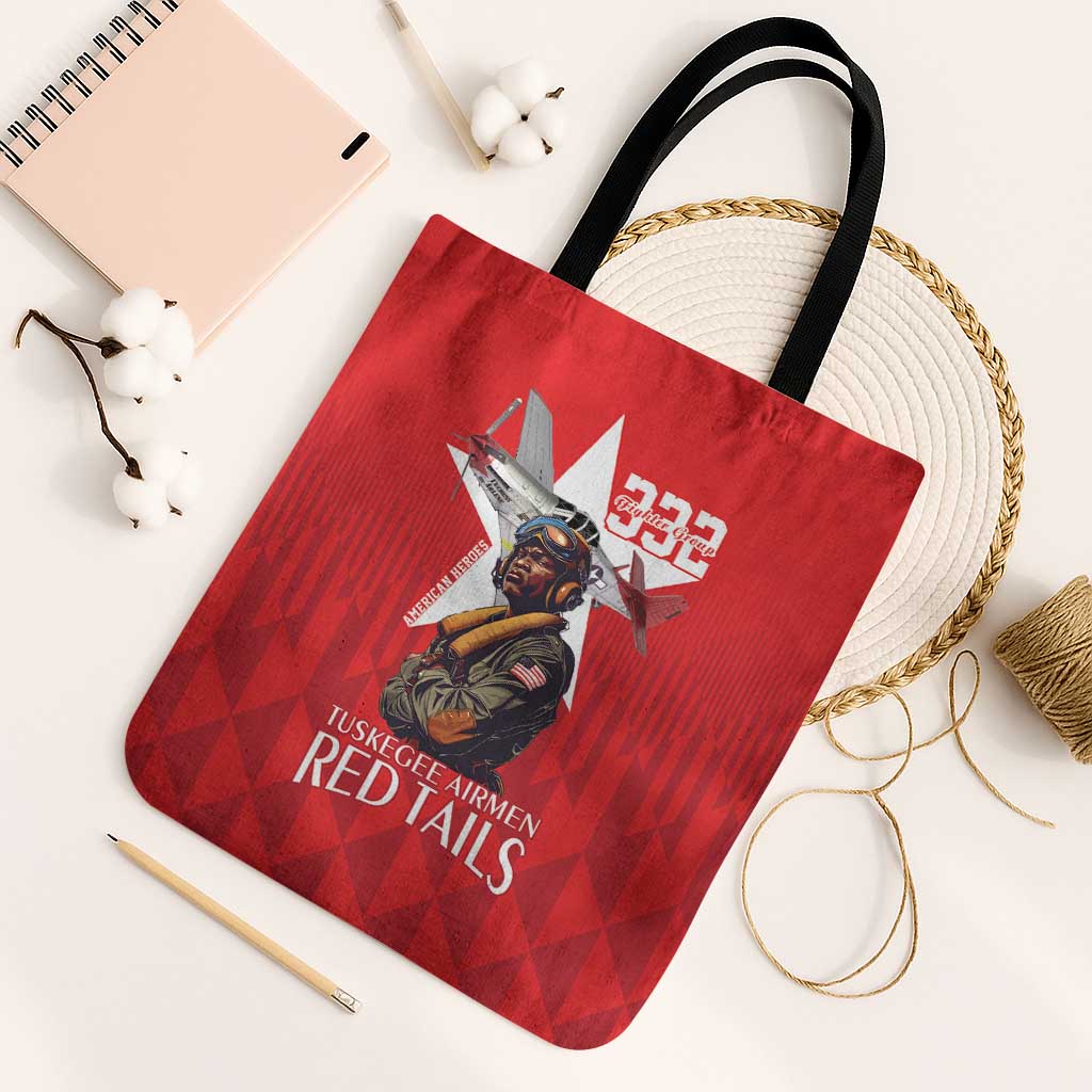 Tuskegee Airmen Red Tails Tote Bag African American Pilots Heritage Red Style - Wonder Print Shop