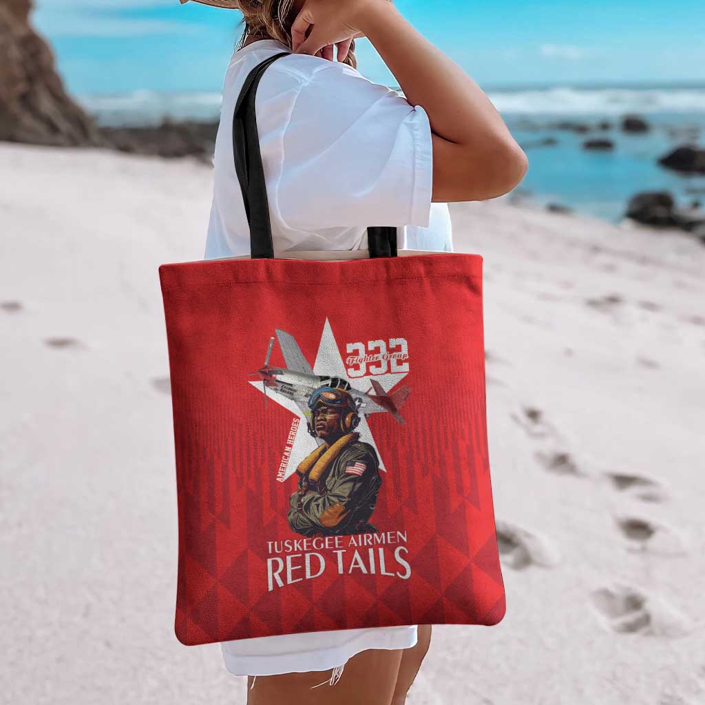 Tuskegee Airmen Red Tails Tote Bag African American Pilots Heritage Red Style - Wonder Print Shop