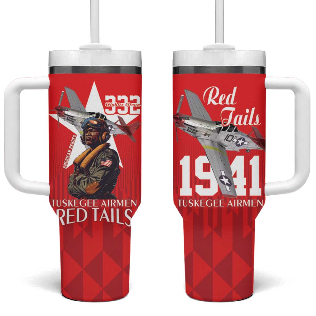 Tuskegee Airmen Red Tails Tumbler With Handle African American Pilots Heritage Red Style - Wonder Print Shop