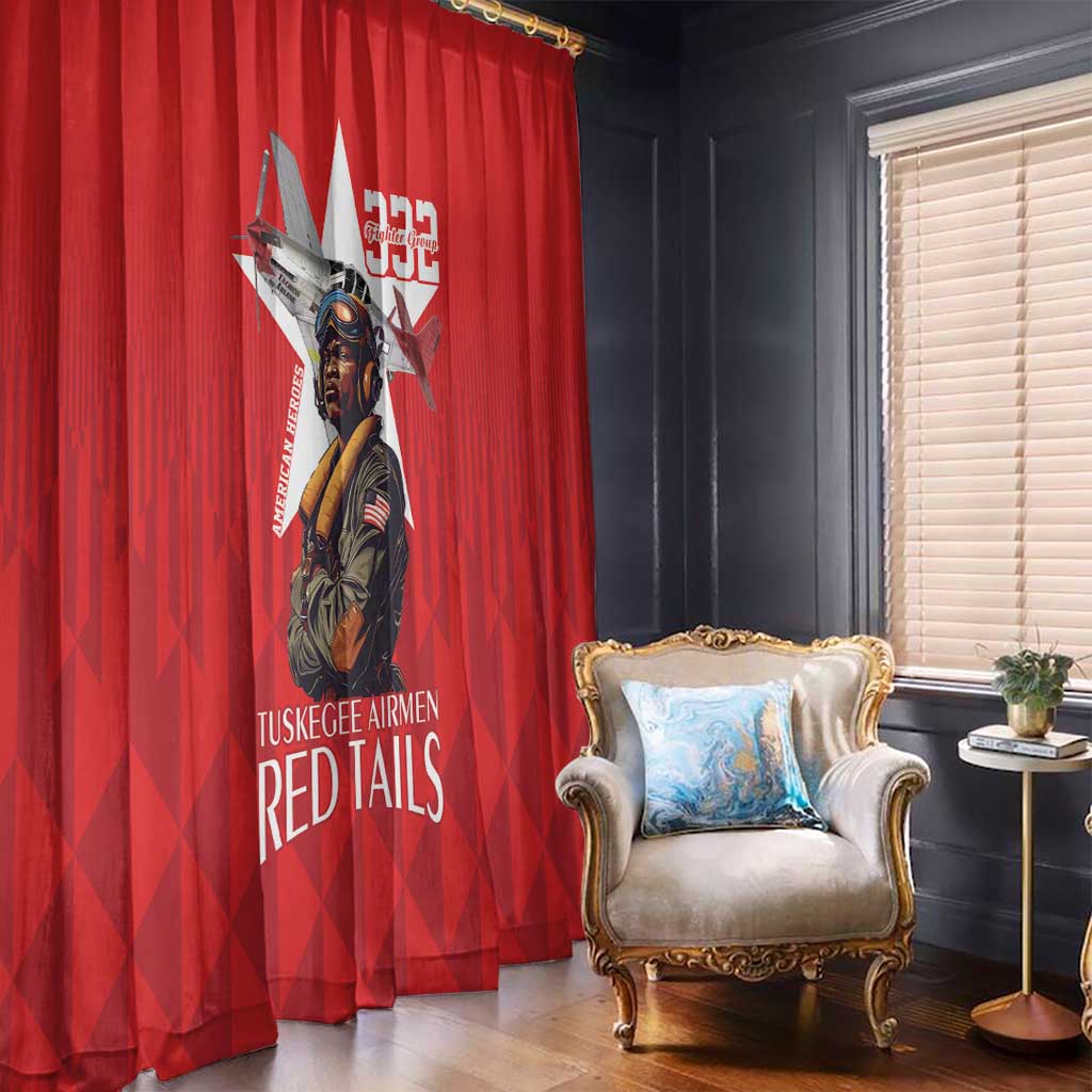 Tuskegee Airmen Red Tails Window Curtain African American Pilots Heritage Red Style - Wonder Print Shop