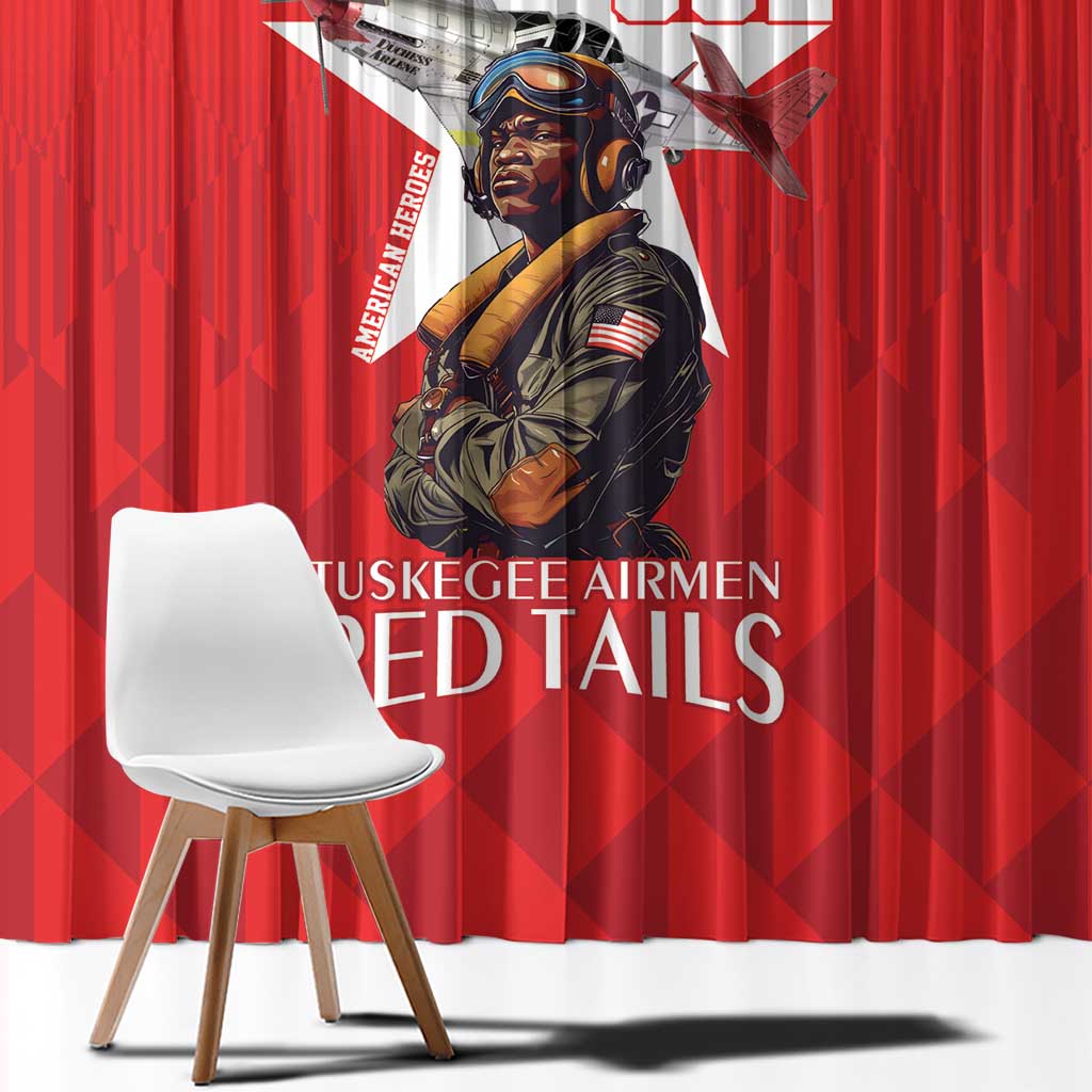 Tuskegee Airmen Red Tails Window Curtain African American Pilots Heritage Red Style - Wonder Print Shop