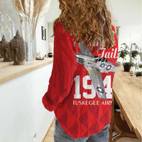 Tuskegee Airmen Red Tails Women Casual Shirt African American Pilots Heritage Red Style - Wonder Print Shop