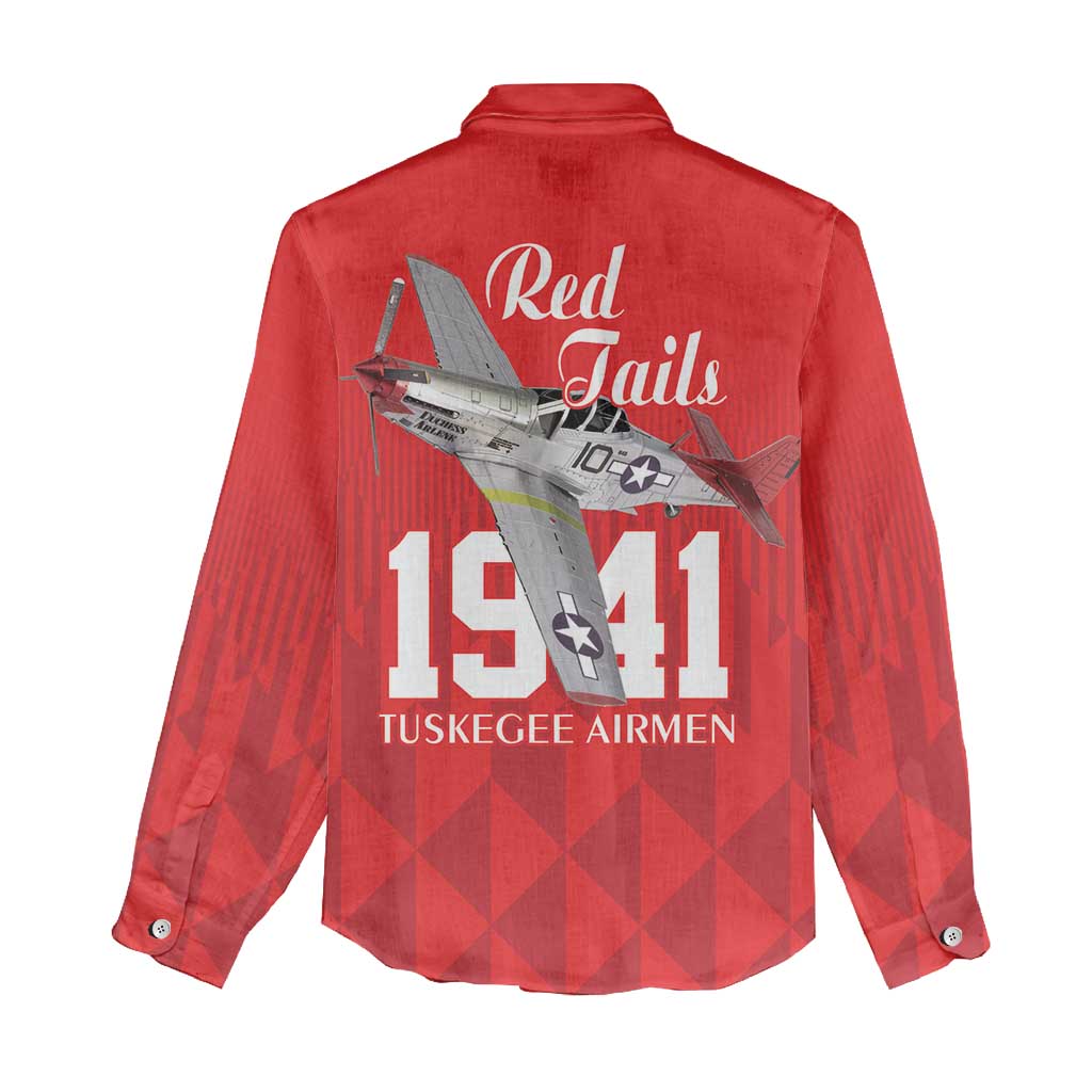Tuskegee Airmen Red Tails Women Casual Shirt African American Pilots Heritage Red Style - Wonder Print Shop