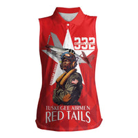 Tuskegee Airmen Red Tails Women Sleeveless Polo Shirt African American Pilots Heritage Red Style - Wonder Print Shop