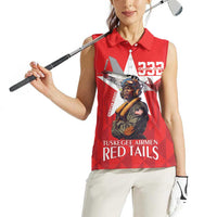 Tuskegee Airmen Red Tails Women Sleeveless Polo Shirt African American Pilots Heritage Red Style - Wonder Print Shop