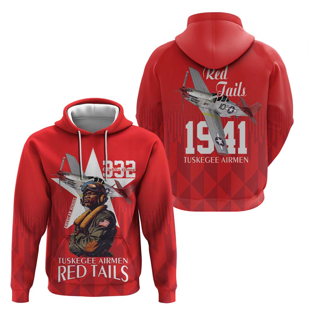 Tuskegee Airmen Red Tails Zip Hoodie African American Pilots Heritage Red Style - Wonder Print Shop