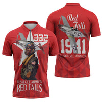 Tuskegee Airmen Red Tails Zipper Polo Shirt African American Pilots Heritage Red Style - Wonder Print Shop