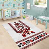 Ukraine Unity Day Area Rug The Trident With Folk Pattern - Wonder Print Shop