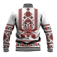 Ukraine Unity Day Baseball Jacket The Trident With Folk Pattern - Wonder Print Shop