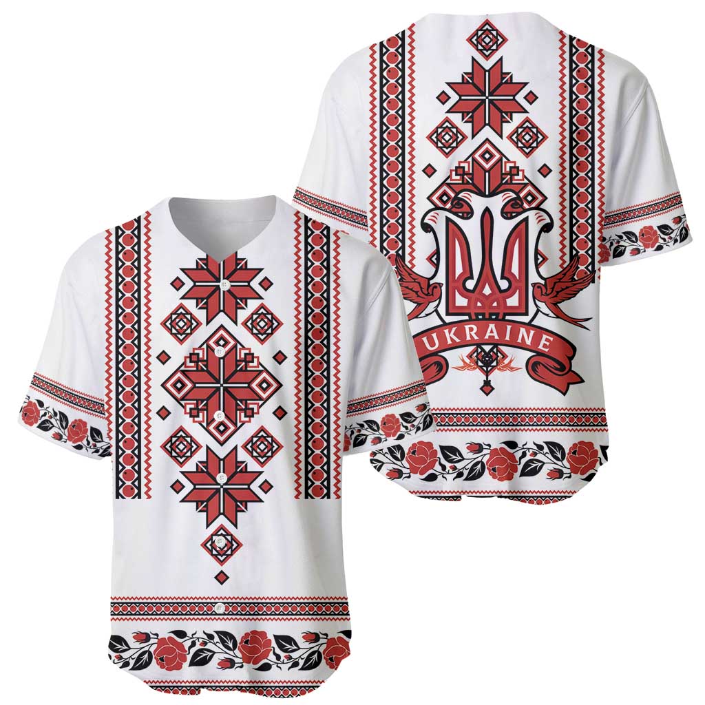 Ukraine Unity Day Baseball Jersey The Trident With Folk Pattern - Wonder Print Shop