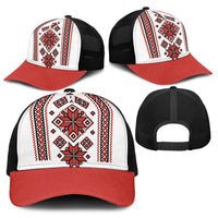 Ukraine Unity Day Baseball Net Cap The Trident With Folk Pattern - Wonder Print Shop