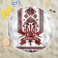 Ukraine Unity Day Beach Blanket The Trident With Folk Pattern - Wonder Print Shop