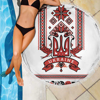 Ukraine Unity Day Beach Blanket The Trident With Folk Pattern - Wonder Print Shop