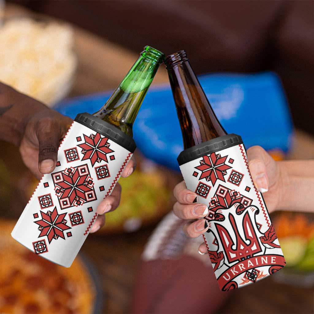 Ukraine Unity Day 4 in 1 Can Cooler Tumbler The Trident With Folk Pattern - Wonder Print Shop