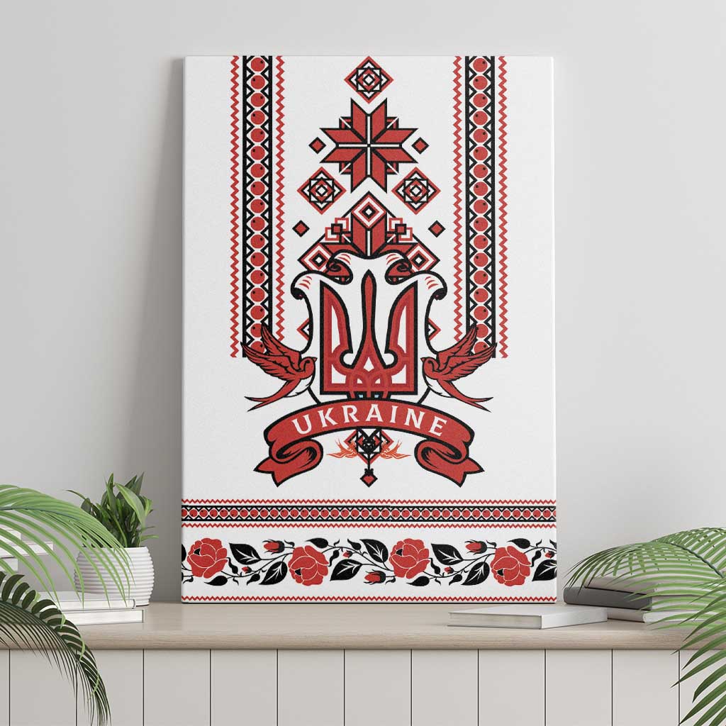 Ukraine Unity Day Canvas Wall Art The Trident With Folk Pattern - Wonder Print Shop