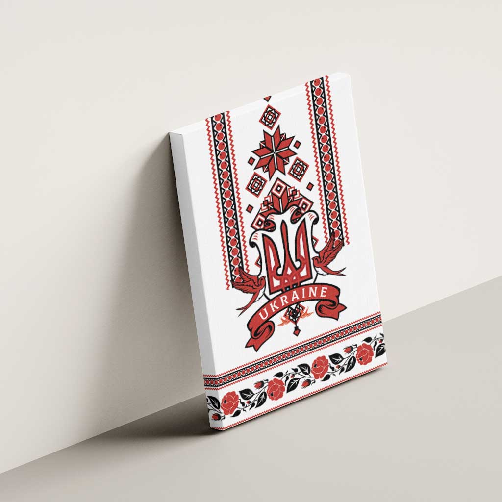 Ukraine Unity Day Canvas Wall Art The Trident With Folk Pattern - Wonder Print Shop